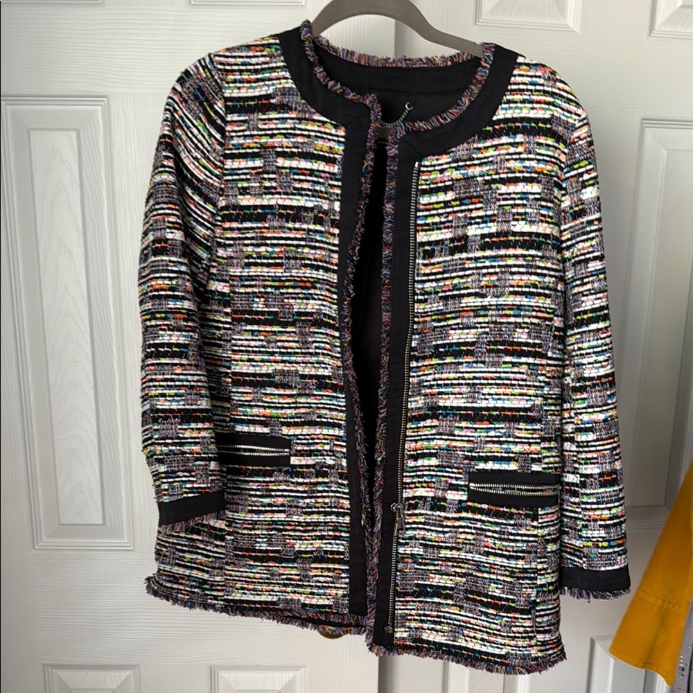 Ann Taylor Black and White Tweed Blazer